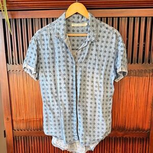 Chambray Star Print Button-Down Shirt